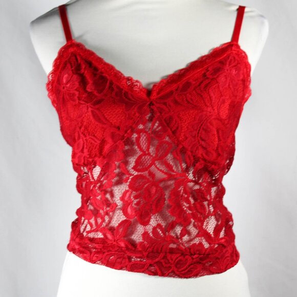 Bold Sexy Red Lace Cropped Cami Plus Size 4XL Adjustable Straps - Picture 2 of 9